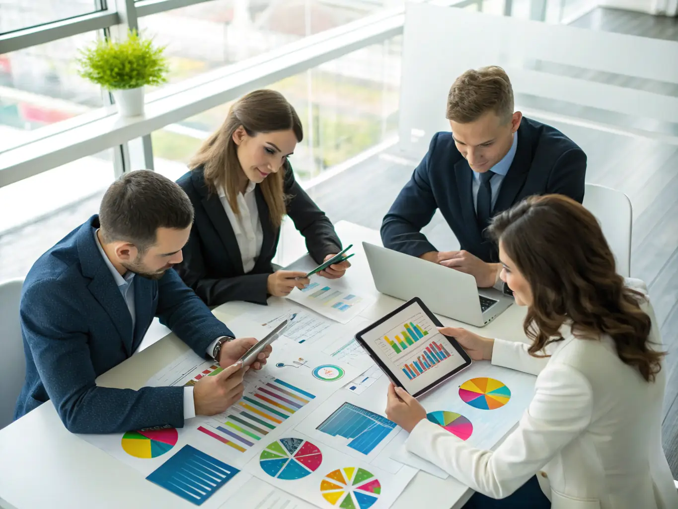 A diverse group of South African business professionals collaborating in a modern office, discussing financial strategies and growth opportunities.